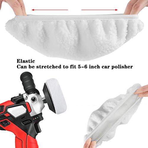 AUTDER 9 Inch & 10 Inch Car Polisher Pad Bonnet, Waxers Bonnet Set, Woollen+Cotton+Microfiber+Coral Fleece, 2 Pcs for Each, Pack of 8 Pcs - Thumbnail 6