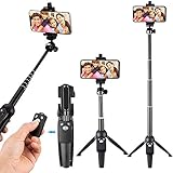 Eocean 40-inch Selfie Stick Tripod, Extendable Selfie Stick Tripod Stand with Wireless Remote, Compatible with iPhone Xs/Xr/Xs Max/X/8/8 Plus/Samsung Galaxy Note 9/S9/Huawei/Honor/Google and More