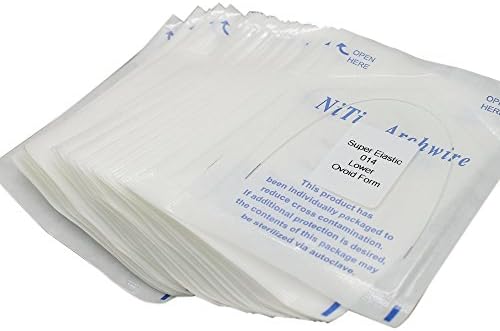 Lanjing 20 Bags Dental Orthodontic Super Elastic Niti Arch Wire White Color Ovoid Form .012" .014" .016" .018" .020" Upper Lower