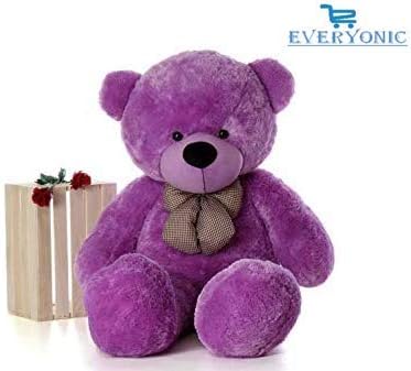 EVERYONIC Premium Quality Soft Plush Fabric Teddy Bear with Neck Bow- 4 Feet, Purple