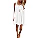iToolai Women's Summer Casual Sundress Chiffon Sleeveless Tank Beach Shift Dress (L, White)