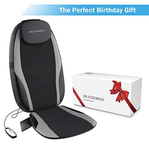 Shiatsu Chair Massager for Back and Neck with Heat - Car Seat Massage Pad Cushion Perfect for Full Body - Portable Kneading Rollers Electric Back Vibration Massager for Office Chair