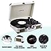 Record Player, JORLAI Vintage Turntable 3-Speed Vinyl Record Player with Speakers/ Rechargable Battery/ Vinyl-to-MP3 Recording/ Headphone Jack/ Aux Input/ RCA Line Out – Whitethumb 3