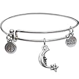 Bangle Bracelet and Moon And Star Charm