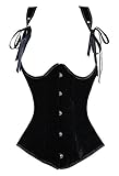 Camellias Steel Boned Underbust Velvet Princess Corset vest Waist Training Cincher, SZ1918-Black2-M