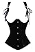 Camellias Steel Boned Underbust Velvet Princess Corset vest Waist Training Cincher, SZ1918-Black2-M