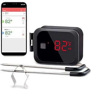 INKBIRD Draadloze Draagbare Bluetooth Barbecue Thermometer met Dubbele Sonde, Android- en iOS-afstandsbediening, voor…