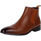 Santimon Men's Dress Chelsea Boots Cap Toe Formal Business Casual Slip On Comfortable Office Party Ankle Boot