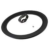 Ecolution EKUL-2428 DST Universal Pots, Pans and Skillets Vented Tempered Glass, Heat Resistant Silicone Rim fits 9.5 inch, 10 inch, 12 inch Cookware, Dishwasher Safe, Replacement Lid, Large, Black