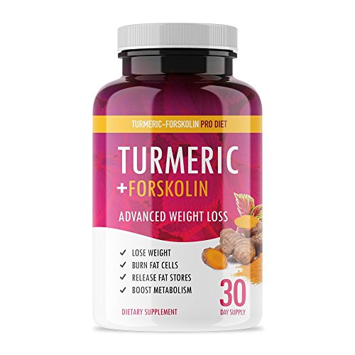 Turmeric Forskolin Pro Diet - Weight Loss Turmeric + Forskolin Appetite Suppressant to Boost Metabolism and Burn Fat - 30 Capsules