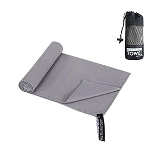 Microfiber Towel, Quick Dry Super Absorbent Outdoor Travel Sports Towel Ultra Compact Lightweight, Best for Shower, Camping, Beach, Gym, Yoga, Hiking, Swimming, Workout, Backpacking (Gray-1)