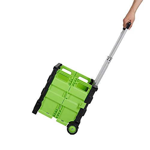 Livebest Foldable Multi-function Rolling Shopping Cart Two-wheeled Hand Utility Cart with Collapsible Handle(Red,Green) - Thumbnail 5