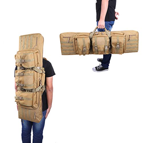 LUVODI Rifle Case Bag 36 inch Tactical Double Rifle Case with Lockable Compartments for Long Pistol Carbine Gun Case Storage Molle Backpack