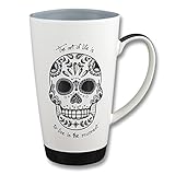 Karma, by Stephen Joseph Black and White Sugar Skull Mug, Multicolor