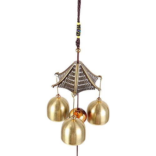 Patgoal Antique Copper 3 Bells Lucky Wind Chimes Outdoor Home Decoration
