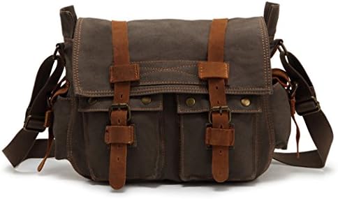 Econoled Men's Trendy "Colonial" Italian Style Messenger Bag with Leather Straps US Best seller