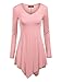 Made By Johnny MBJ WT737 Womens Long Sleeve Handkerchief Tunic L Pink