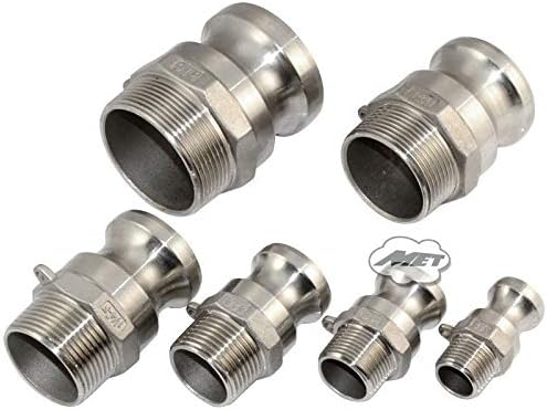 1/2"-2" Type F Trash Pump Adapter Male Camlock With Male Pipe Threads Ss 316 Max 250 Psi 1/2"