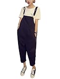 Yeokou Women's Loose Baggy Cotton Wide Leg Jumpsuit Rompers Overalls Harem Pants