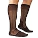 Mr.babuu 5Pairs Pack Men's Fashion Mid Calf Striped Nylon Sheer Silk Dress Socks (Coffee)