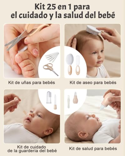Lictin Baby Grooming Kit, 25 in 1 Electric Nail Clipper Set, Baby Safe Nail File with Auto Light, Newborn Nail Kit, Portable Baby Care Kit for Kids and