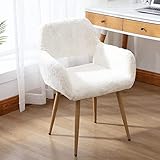SSLine Faux Fur Vanity Chair Elegant White Furry