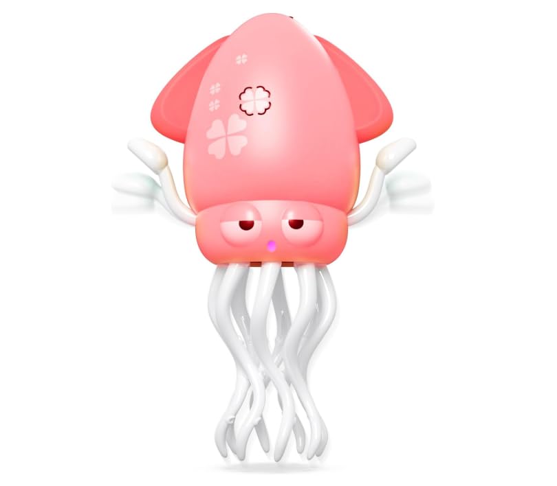 Plnmlls Dancing Octopus Toy,Tummy Time Toys,with Music and LED Light,Built-in Rechargeable Battery and Volume Can be Turned Off for 6-12 12-18 36 Months Walking Toddler Birthday Gift(Pink-1)