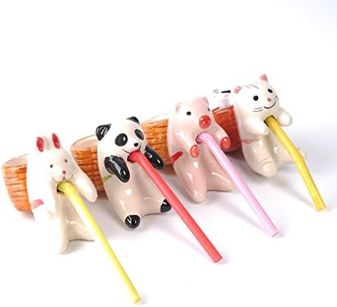 Mcgreen 4PCS Cartoon Drinking cup Animal Tail drinking straws self watering planter probes pot Peropon Watering plate chuppon Toy