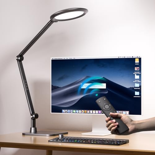 VERSKI 18W LED Desk Lamp with Remote Control for Video Conferencing Zoom Light Daytime Desk Lamp Adjustable Brightness Color Temperature Table Lamp