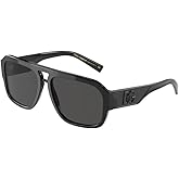 Dolce and Gabbana DG4403 501/87 58MM Black/Dark Grey Aviator Square Sunglasses for Men +BUNDLE with ACCESSORY EYEWEAR KIT