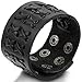 Aroncent 3pcs Braided Mens Wide Leather Bracelet Wristband Bangle with Snap Buttons - 2 Black 1 Brown