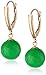 Amazon Collection 14k Yellow Gold Green Jade Round Lever-Back Dangle Earrings
