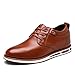 Meeshine Men's Modern Leather Lace-up Flat Oxford Sneakers Dress Shoes