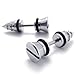 KONOV Stainless Steel Men's Screw Stud Earrings, Color Silver, Diameter 7mm
