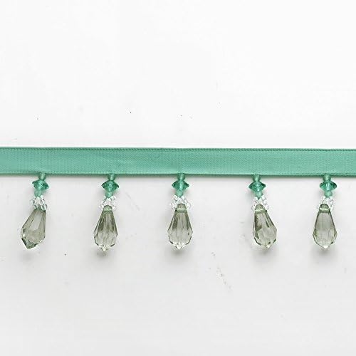 1-1/2" Beaded Fringe for Home Deco, Lamp Shade, 2 yards, Green, LT-1014