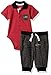 Calvin Klein Baby Boys 2 Pieces Bodysuit Pant Set -Collar On Bodysuit, Red, 18M