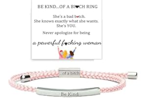 KHKINDPRO Be Kind of a Bitch Bracelet, Stainless Steel Best Bitches Motivational Tube Bracelet Adjustable Hand Braided Wrap Bracelet for Women Jewelry Gifts Inspirational Gifts for