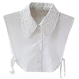 L'asher Women's Fake Collar Half Shirt Lace Detachable Cuff Cotton Choker Tie (White)
