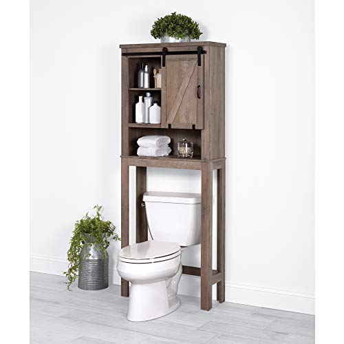 Zenna Home Over The Toilet Storage, Barn Door Bathroom Spacesaver With