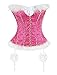 Kimring Women's Luxurious Mrs Claus Valentines Marabou Trim Overbust Corset Top