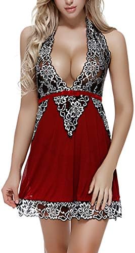 Lingerie for Women Babydoll Floral Lace Chemise with G-String