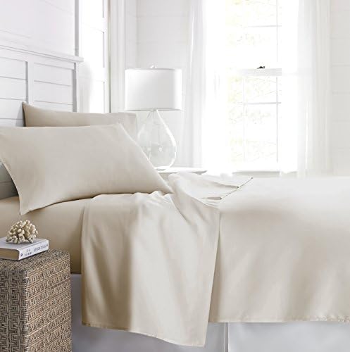 Luxe Boutique Hotel Collection Hypoallergenic Egyptian Queen Sheet and Pillow Case Set with Deep Pockets, Cream