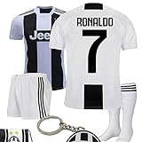 Juventus Serie A 2018 19 Ronaldo Dybala Replica Jersey Kid Kit : Shirt, Short, Socks, Soccer Bag and PVC Key (C. Ronaldo, Size K24 (7-8 Yrs Old Approx.))