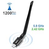 WiFi Adapter for PC, QGOO 1200Mbps USB 3.0 Wireless Network WiFi Dongle with 5dBi Antenna for Desktop/Laptop, Dual Band 2.42G/5.8G 802.11ac, Support Windows 10/8/8.1/7/Vista/XP, Mac OS 10.5-10.14