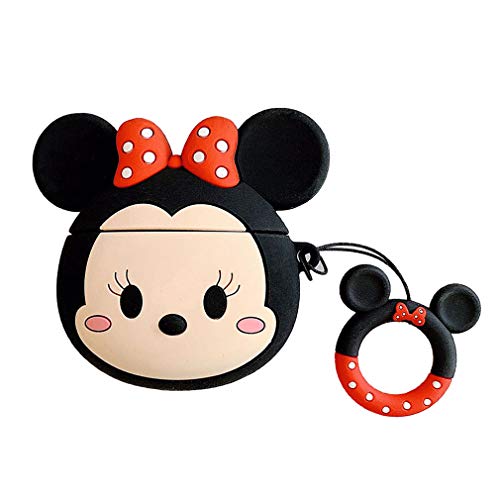 حافظة Airpods ، غطاء Airpods كرتون لطيف 3D Minnie Mouse حافظة سماعة سيليكون قابلة للشحن ، غطاء AirPods Case سيليكون واقي وجلد ل Airpods 1 / 2 حالة الشحن (النعناع)