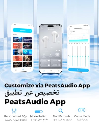 SoundPEATS Q3 Pro Bluetooth Earphones with 38dB ANC, 13mm Drivers with Powerful Bass Wireless Earbuds, BT 6.0 Earbuds Noise Cancellation, 42H, 4 Mics AI ENC Call, IP55, Fast Charge, App Customize EQ