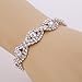 Paxuan Silver-Tone Wedding Bridal Bracelets Rhinestone Crystal Bracelet (White)