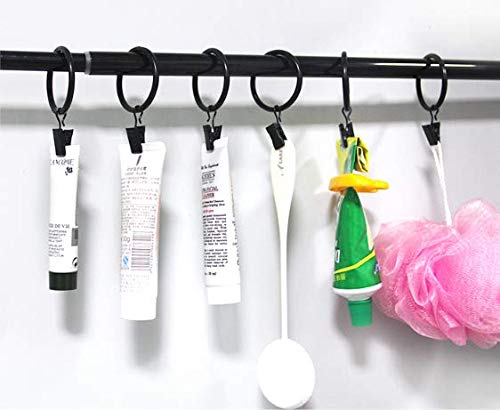 Magnoloran 50 Pack Curtain Rod Clip Rings Metal Rustproof Decorative Drapery Window Curtain Ring with Clip Window Ring Clip Hooks for Hanging Drapes (35mm/1.38 Inch Interior Diameter, Black)
