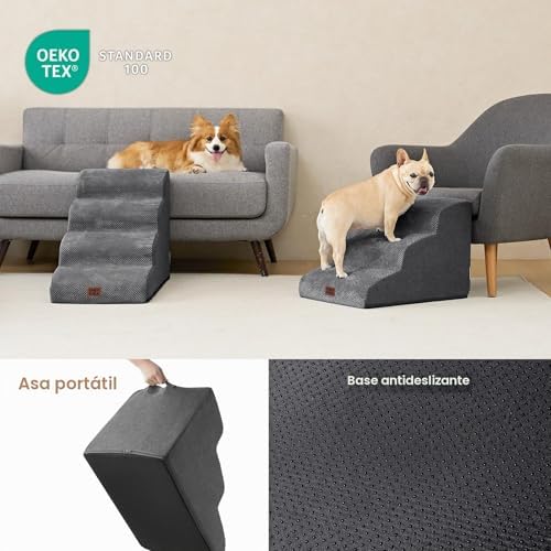 Escalera para Perros Pequeños 3 Peldaños, Gris