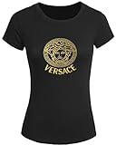 Versace Gold Logo For 2016 Women Printed Short Sleeve Tee T-shirt